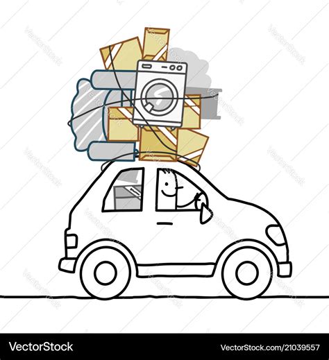 Cartoon man moving in a car Royalty Free Vector Image