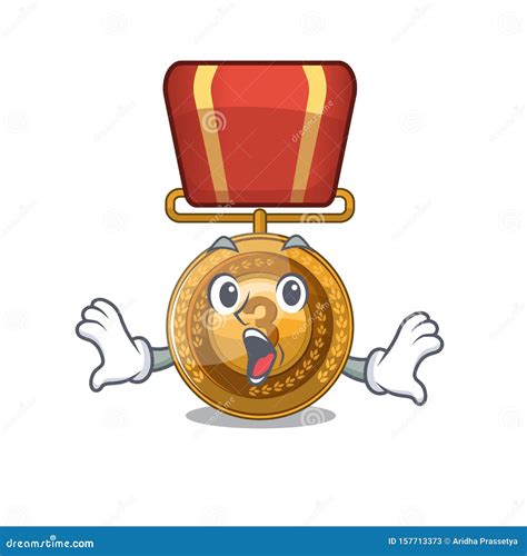 Surprised Bronze Medal With The Cartoon Shape Stock Vector