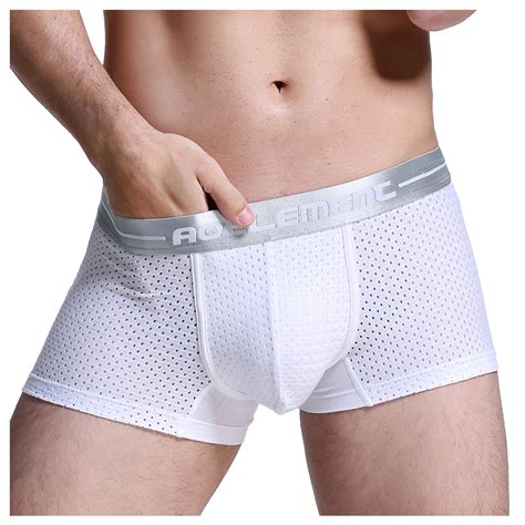 Dengdeng Boxer Briefs For Men Soft Ice Silk Hollow Mesh Mens Sexy