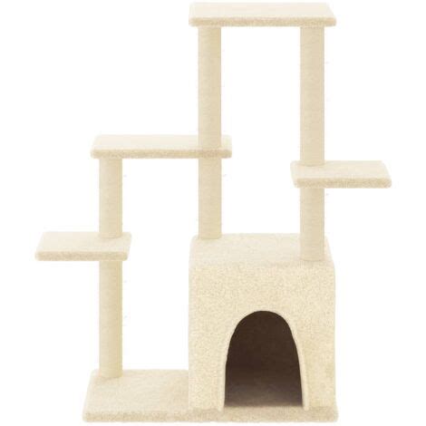 Albero Per Gatti Con Tiragraffi In Sisal Crema Cm