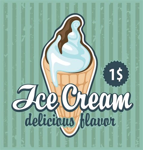 Pancarta Con El Helado En Estilo Retro Vector Premium