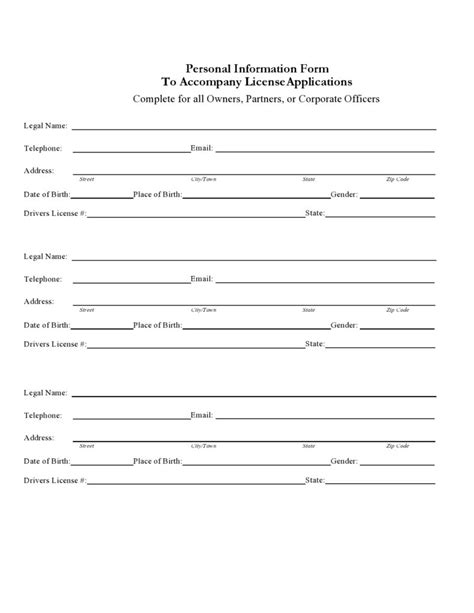 Free Personal Information Forms Templates Templatelab