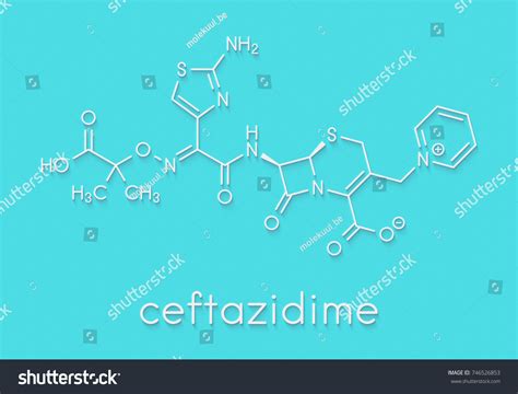 Ceftazidime Cephalosporin Antibiotic Drug Molecule Skeletal Stock Illustration 746526853