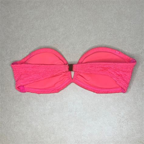 H M Neon Pink Strapless Bandeau Bikini Top Size 4 Swim EBay