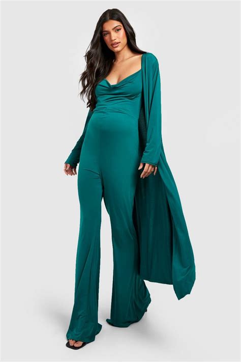 Maternity Strappy Cowl Jumpsuit And Duster Boohoo