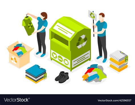 Sustainable Fashion Isometric Composition Vector Image