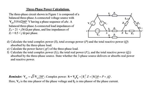 SOLVED: Three-Phase Power Calculations The three-phase circuit shown in ...