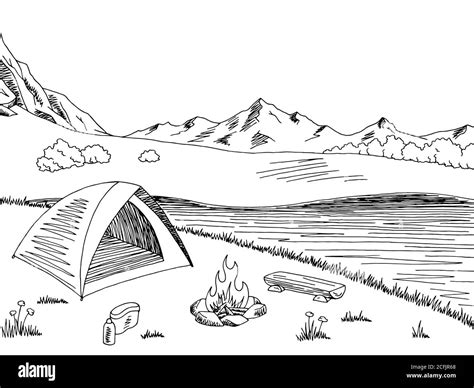 Camping Cartoon Black And White