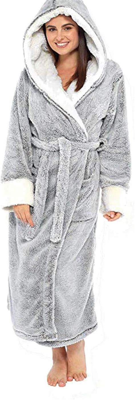 Peignoir De Bain à Capuche Ultra Doux Chaud Douillet Hiver Femme Longue