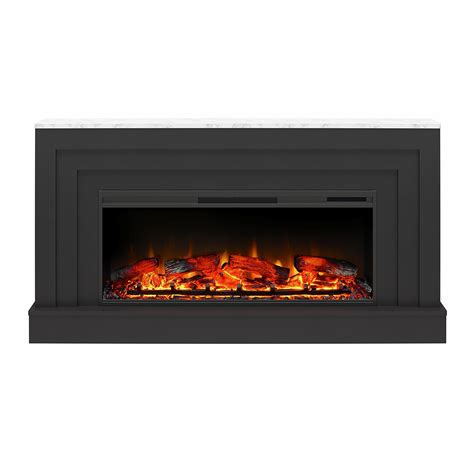 Extra Wide Linear Electric Fireplace with Mantel – RealRooms