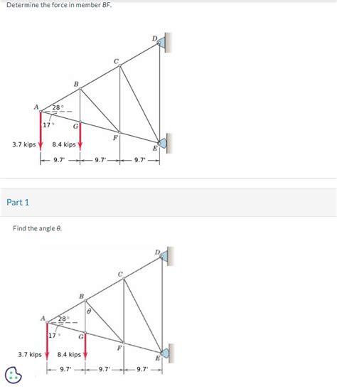 Solved Determine The Force In Member BF Part 1 Find The Chegg