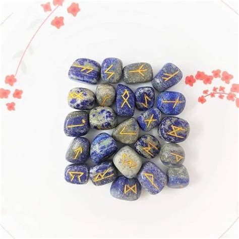 Natural Royal Blue Pcs Lapis Lazuli Runes Stones Set Gram Aprox