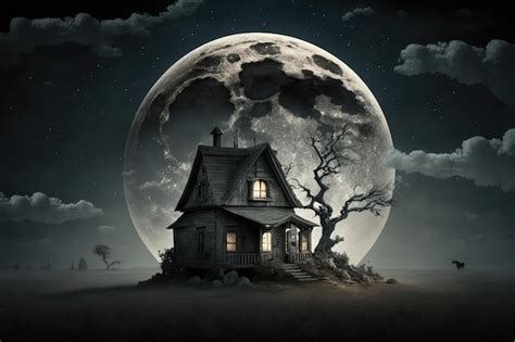 Premium Photo | Lonely scary horror house against background of dark ...