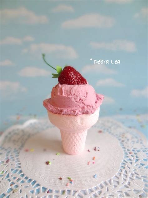 Fake Ice Cream Realistic Beautiful Gourmet Faux Scoop Cone Strawberry