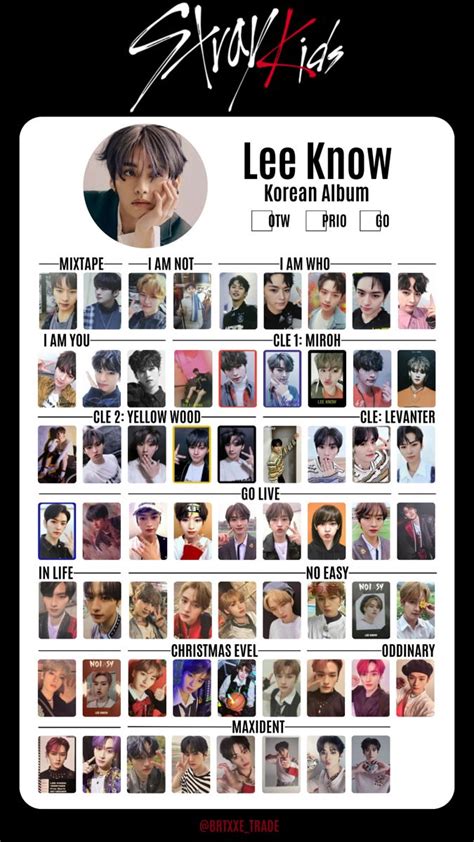 STRAYKIDS LEE KNOW KOREAN ALBUM PHOTOCARDS TEMPLATE Карта Картонки