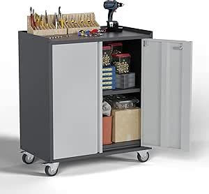 Amazon Jaord Metal Cabinet With Wheels Metal Storage Cabinet With