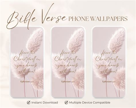 Ephesians 3:17 JW Phone Wallpaper Pink Pampas Boho Wallpaper Digital Scripture Wallpaper - Etsy