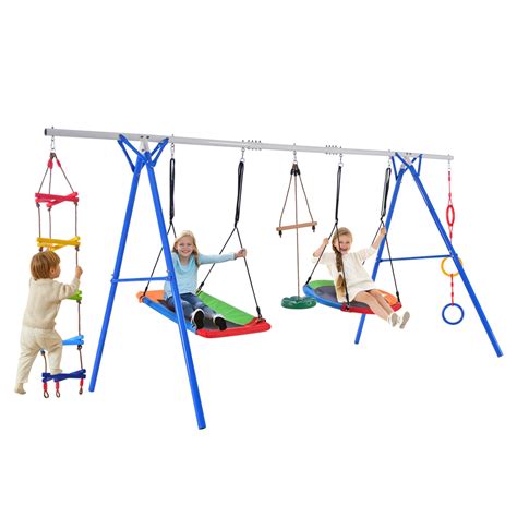 5 in 1 Outdoor Toddler Swing Set,Playground Swing Set with Steel Frame ...