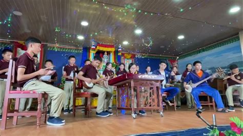 Ngagyur Memorial School Students Singing And Paying Homage To He