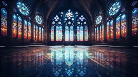 Premium Photo Gothic Cathedral With Stained Glass Windows