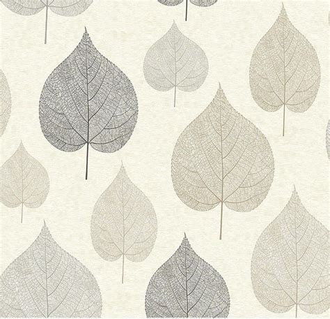 Neutral Scandinavian Botanic Wallpaper Textured Tree Leaf Floral