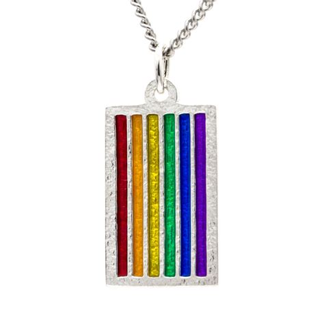 Pride Flag Necklace Sterling Silver Rainbow Flag Pendant Gay Etsy