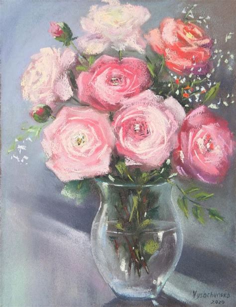 Flowers Pastel Painting Floral Pastel Drawing Original Art Flower Still ...