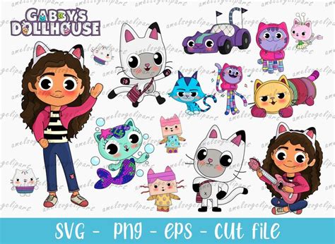 Gabby’s Dollhouse Clip Art Cartoon Digital Paper