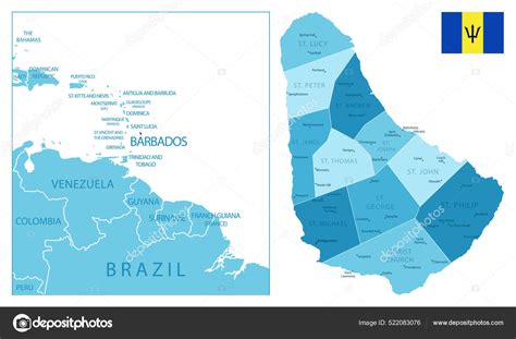 Barbados Highly Detailed Blue Map Vector Illustration Stock Vector