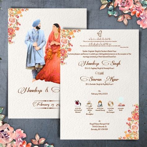 Sikh Wedding Card Anand Karaj Card Punjabi Wedding Wedding Etsy