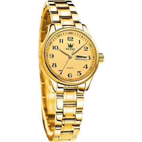 Montre Femme Olevs Cadran Dor Facile Lire Bracelet En Acier