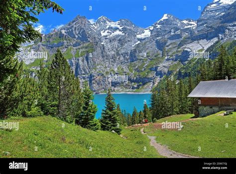 Oeschinensee Mit Bl Emlisalp Massiv M Kandersteg Kandertal