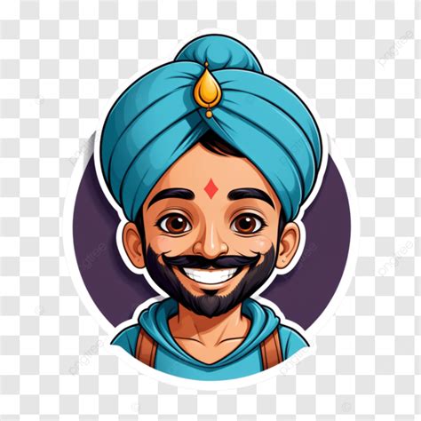 Happy Punjabi Sticker Illustration Vector Logo Punjabi Indian Happy