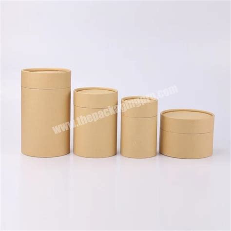 Kraft Paper Round Cardboard Cylinder Packaging Tea Box With Lid