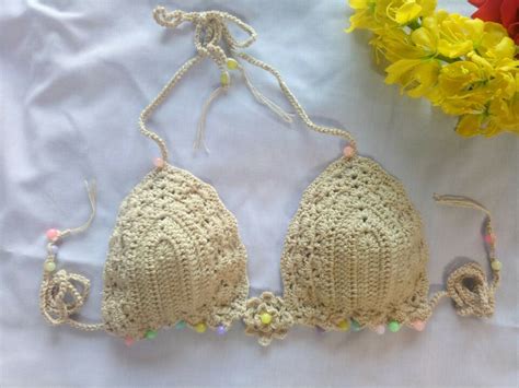 Crochet Bikini Set Swimsuit Sexy Summer Women Swimwear Handmade Cotton