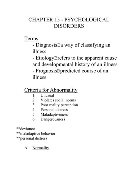 Chapter Psychological Disorders