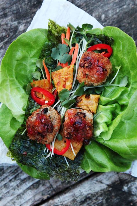 Hawaiian Thai Meatball Lettuce Wrap