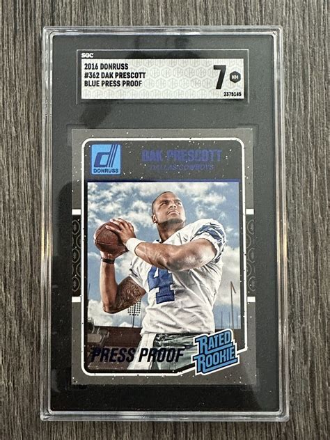 Panini Donruss Dak Prescott Rated Rookie Blue Press Proof Sgc