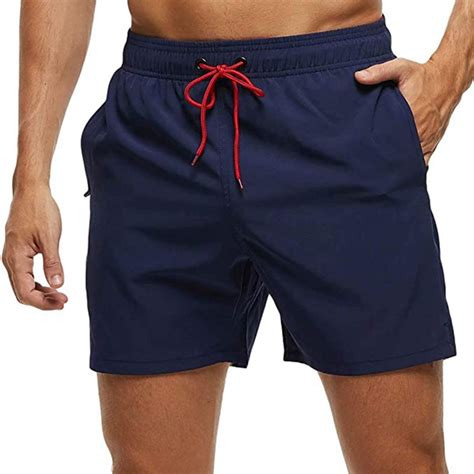 Mens Swim Trunks Quick Dry Beach Shorts With Zipper Pockets And Mesh