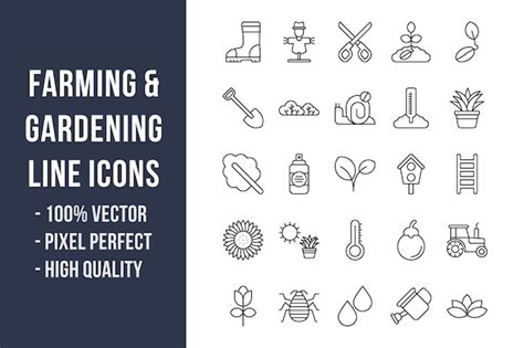 Premium Vector Farming And Gardening Line Icons