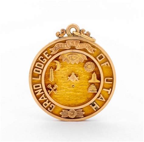 Antique 14K Masonic Badge Medal Grand Lodge Utah for sale at auction on ...