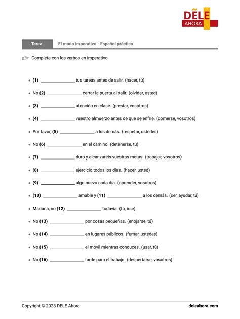 El Modo Imperativo Espa Ol Pr Ctico Gram Tica