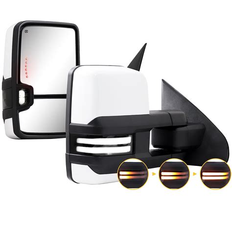 Sanooer Towing Mirrors White Compatible With 2014 2018 Chevy Silverado Gmc Sierra Suburban Tahoe