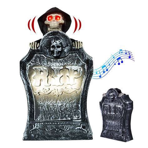 19 Halloween Decorations Resin RIP Graveyard Tombstone With LED Lights