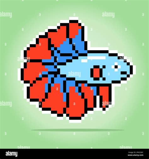 8 Bit Pixel Of Siamese Fighting Fish Animal Pixels In Vector