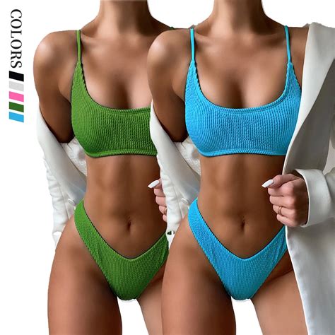 S Shaper Solid Color Split Bikini Set Sustainable Sexy Women Swimsuit