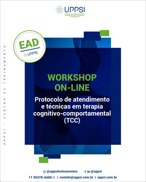 WORKSHOP ON LINE Protocolo de atendimento e técnicas em terapia