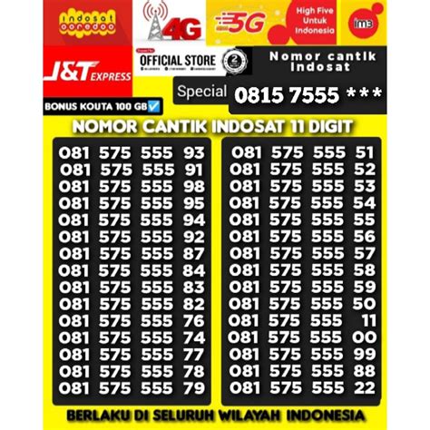 Jual Indosat Cantik 11 Digit Pilihan Terbaik Jaringan 4G 5G Shopee