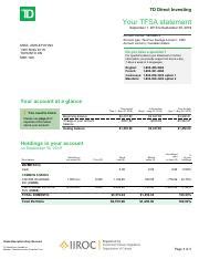 Statement 54WM46 Sep 2019 Pdf TD Direct Investing Your TFSA Statement