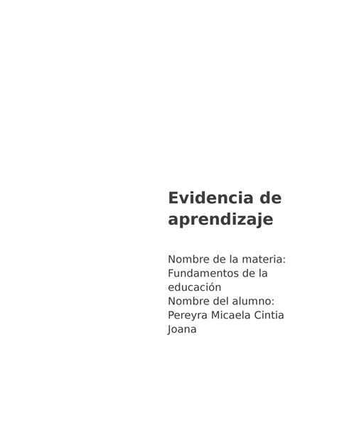 Eviden Evidencia De Aprendizaje Nombre De La Materia Fundamentos